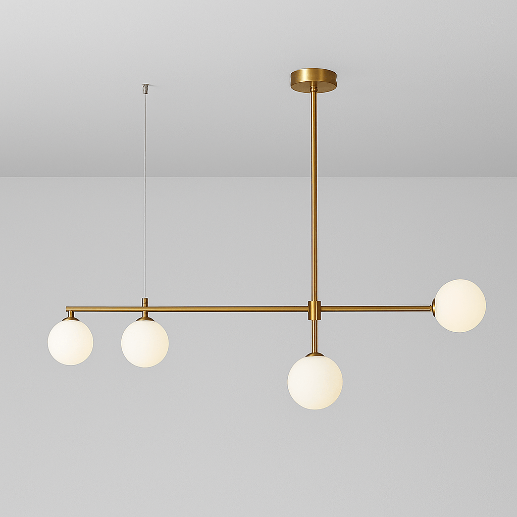 Verthara Nordic Solid Brass Pendant Light – Cream Globe Cluster for Kitchen Island and Dining Room Pendant Lighting 4 heads Copper 100cm / Cold White