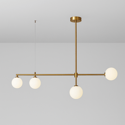 Verthara Nordic Solid Brass Pendant Light – Cream Globe Cluster for Kitchen Island and Dining Room Pendant Lighting 4 heads Copper 100cm / Cold White
