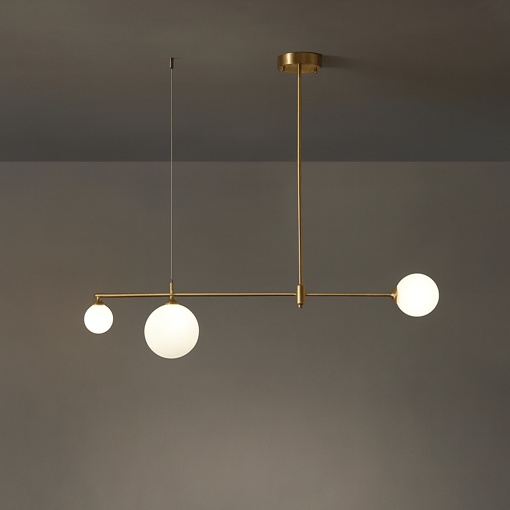 Verthara Nordic Solid Brass Pendant Light – Cream Globe Cluster for Kitchen Island and Dining Room Pendant Lighting 3 heads Copper / Cold White