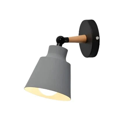 Verthara Nordic Solid Wood LED Wall Lamp – Minimalist Wall Sconce Lighting for Indoor Bedroom and Living Room Grey