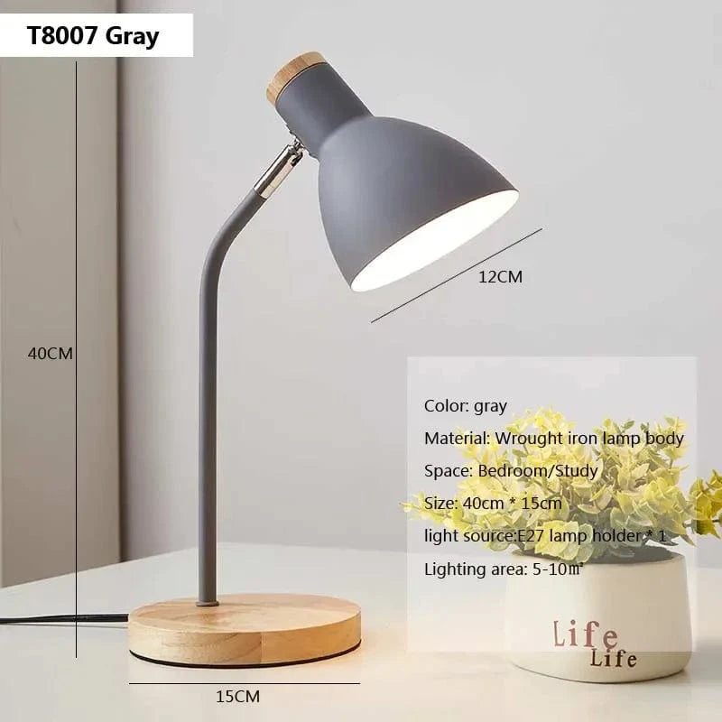 Verthara Nordic Wood Table Lamp – Minimalist LED Bedside Lamp for Bedroom and Desk Decor, Natural Finish, Eye Protection Lighting