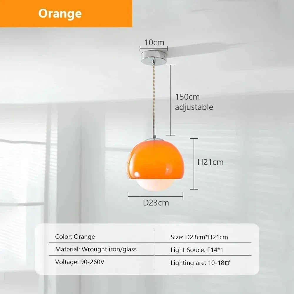 Verthara Orange Round Ball Pendant Light for Cafe, Bar, Restaurant, and Hotel – Stylish Hanging Ceiling Lamp Orange / 3 colors lamp