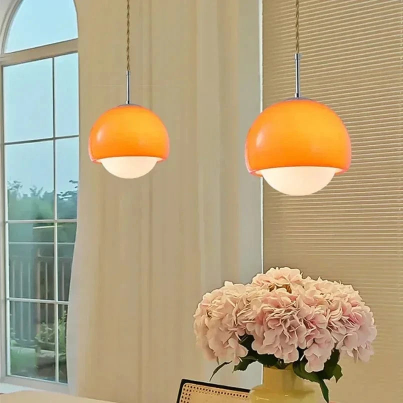 Verthara Orange Round Ball Pendant Light for Cafe, Bar, Restaurant, and Hotel – Stylish Hanging Ceiling Lamp