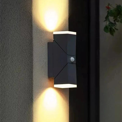 Verthara Outdoor LED Wall Lamp with Motion Sensor – Waterproof Adjustable Brightness Exterior Wall Light for Garden and Porch 2Heads / Motion Sensor