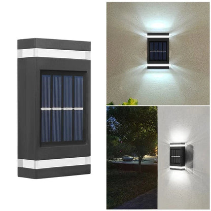 Verthara Outdoor Solar Wall Lamp with 6 LEDs – Waterproof Up and Down Lights for Garden and Terrace White light 1pc