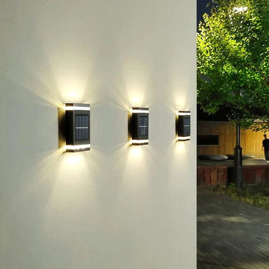 Verthara Outdoor Solar Wall Lamp with 6 LEDs – Waterproof Up and Down Lights for Garden and Terrace