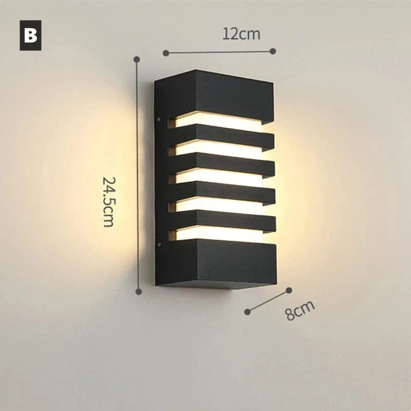 Verthara Outdoor Waterproof LED Wall Lamp – Modern Aluminum Exterior Wall Light for Garden and Porch, E27 Socket, IP65 Rated B Black / 12W Cold White