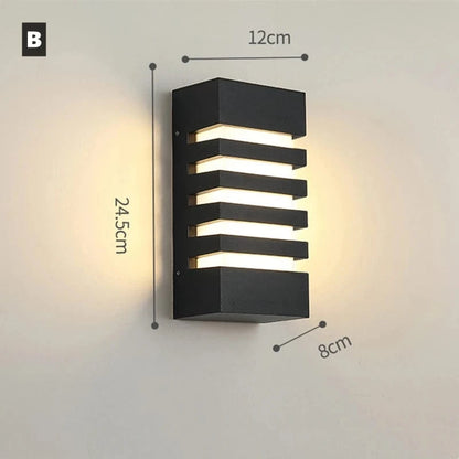 Verthara Outdoor Waterproof LED Wall Lamp – Modern Aluminum Exterior Wall Light for Garden and Porch, E27 Socket, IP65 Rated B Black / 12W Cold White