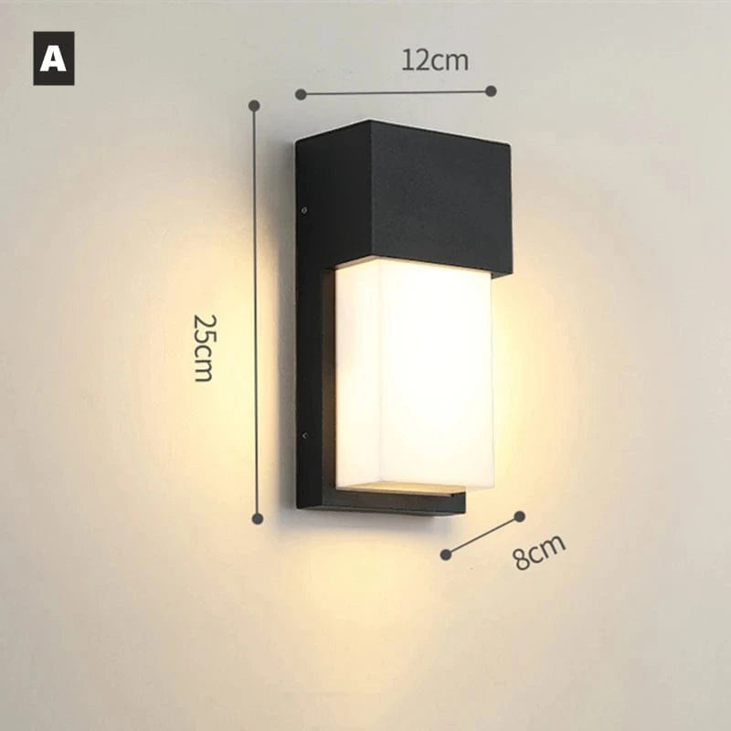 Verthara Outdoor Waterproof LED Wall Lamp – Modern Aluminum Exterior Wall Light for Garden and Porch, E27 Socket, IP65 Rated A Black / 12W Cold White