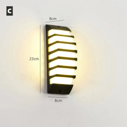 Verthara Outdoor Waterproof LED Wall Lamp – Modern Aluminum Exterior Wall Light for Garden and Porch, E27 Socket, IP65 Rated C Black / 12W Cold White