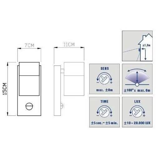 Verthara PIR Motion Sensor Outdoor Wall Light – Waterproof Stainless Steel LED Lantern with Replaceable GU10 Bulb for Enhanced Security