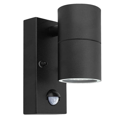 Verthara PIR Motion Sensor Outdoor Wall Light – Waterproof Stainless Steel LED Lantern with Replaceable GU10 Bulb for Enhanced Security Black / Warm white 5W