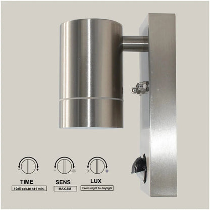 Verthara PIR Motion Sensor Outdoor Wall Light – Waterproof Stainless Steel LED Lantern with Replaceable GU10 Bulb for Enhanced Security