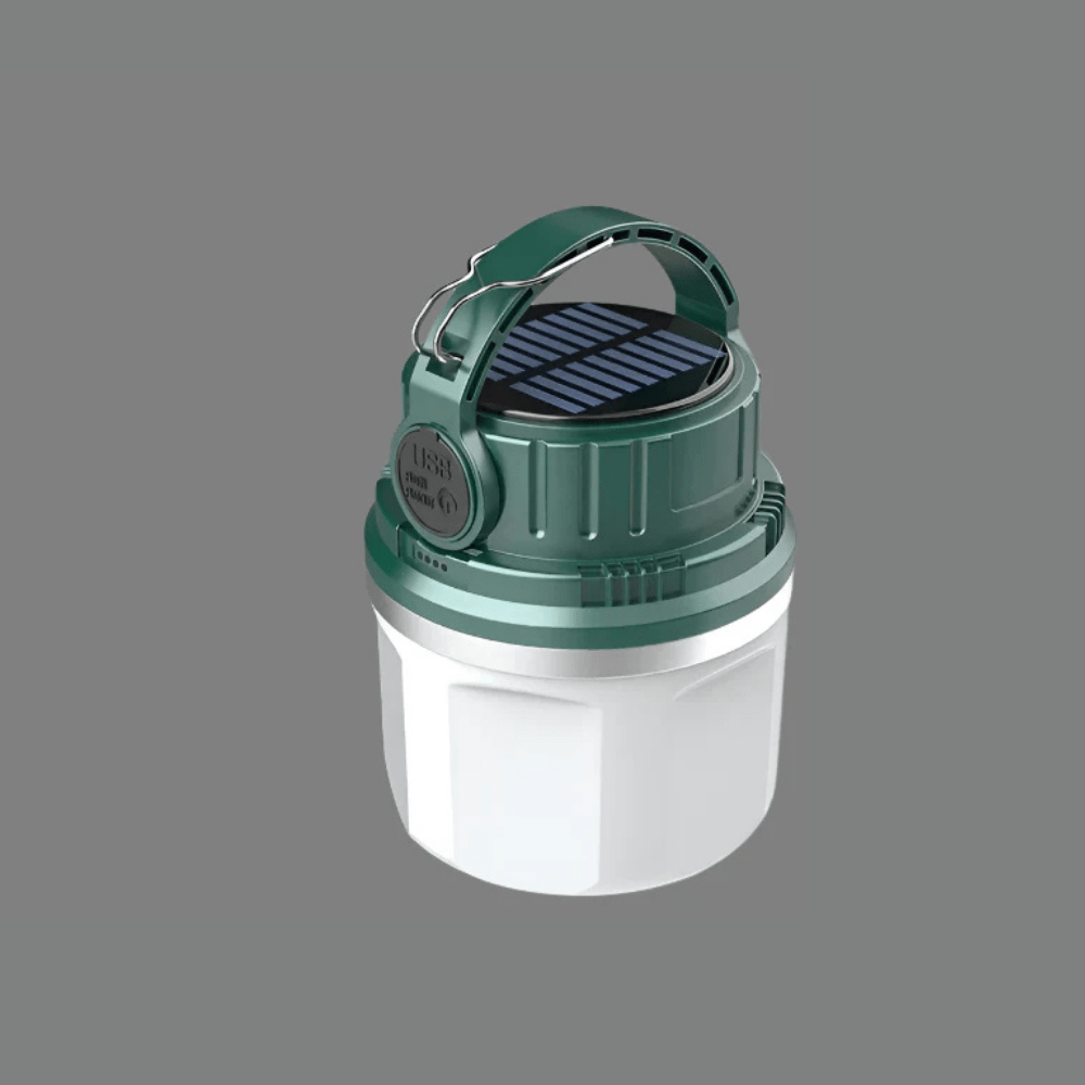 Verthara Portable LED Camping Lantern - Solar Rechargeable - Waterproof - Compact Design - Ideal For Outdoor Adventures - Emergency Use Green