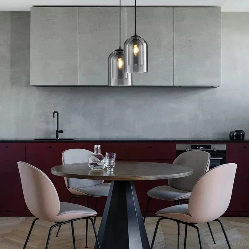 Verthara Postmodern Pendant Light – Double Glass Shade – Modern Design - Ideal For Kitchen - Dining Room - Bedroom - LED Compatible