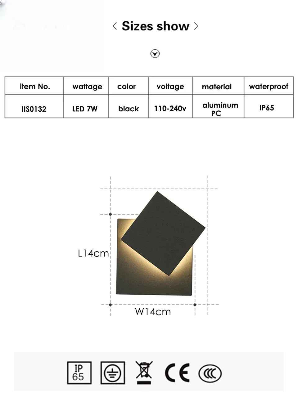 Verthara Premium 360° Rotating Square Outdoor Wall Light