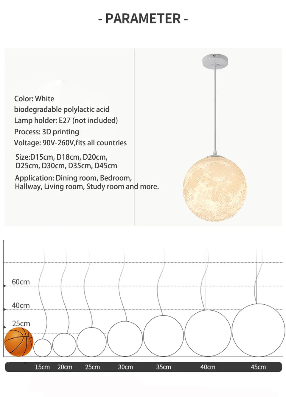 Verthara Premium 3D Moon Medal LED Pendant Light