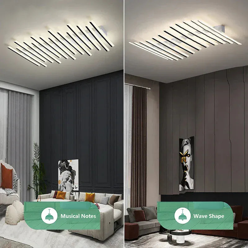 Verthara Premium Adjustable LED Ceiling Lamp With Remote Control – Minimalist Design - Acrylic - Black - Indoor Lighting - Modern Style