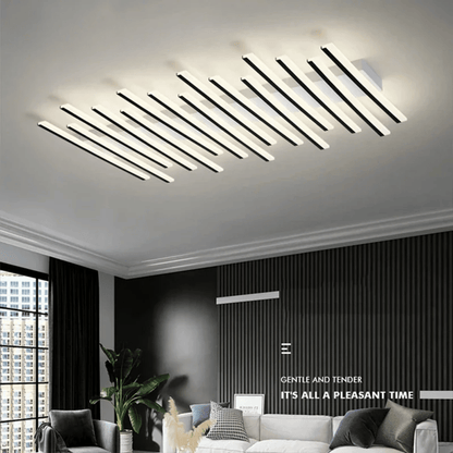Verthara Premium Adjustable LED Ceiling Lamp With Remote Control – Minimalist Design - Acrylic - Black - Indoor Lighting - Modern Style A 110cm 15heads / Cold White