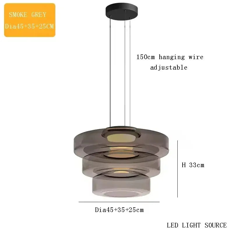 Verthara Premium Adjustable LED Glass Pendant Light for Kitchen Island – Modern Pendant Lighting with Energy Efficient Illumination grey 25cm 35cm 45cm / neutral lighting