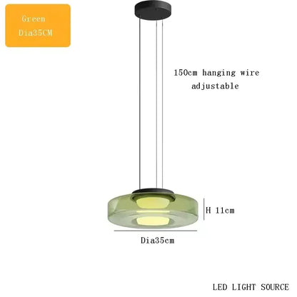 Verthara Premium Adjustable LED Glass Pendant Light for Kitchen Island – Modern Pendant Lighting with Energy Efficient Illumination green 35cm / Cold White