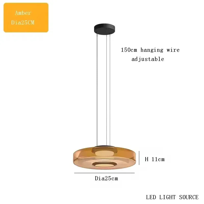Verthara Premium Adjustable LED Glass Pendant Light for Kitchen Island – Modern Pendant Lighting with Energy Efficient Illumination amber 25cm / Cold White