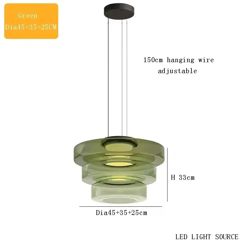Verthara Premium Adjustable LED Glass Pendant Light for Kitchen Island – Modern Pendant Lighting with Energy Efficient Illumination green 25cm 35cm 45cm / neutral lighting