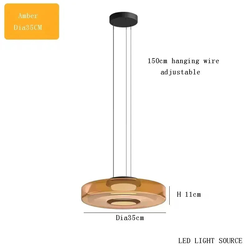 Verthara Premium Adjustable LED Glass Pendant Light for Kitchen Island – Modern Pendant Lighting with Energy Efficient Illumination amber 35cm / Cold White