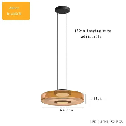 Verthara Premium Adjustable LED Glass Pendant Light for Kitchen Island – Modern Pendant Lighting with Energy Efficient Illumination amber 35cm / Cold White