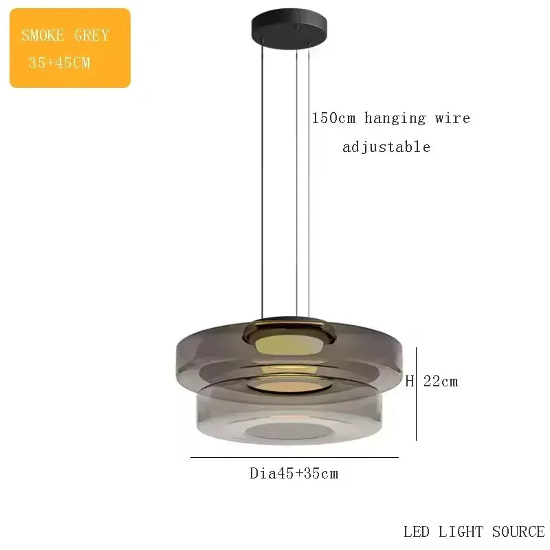 Verthara Premium Adjustable LED Glass Pendant Light for Kitchen Island – Modern Pendant Lighting with Energy Efficient Illumination smoke grey 35cm 45cm / Cold White