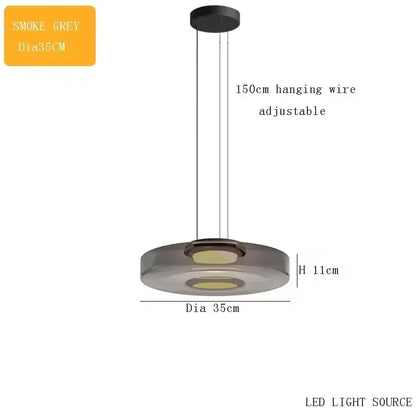 Verthara Premium Adjustable LED Glass Pendant Light for Kitchen Island – Modern Pendant Lighting with Energy Efficient Illumination smoke grey 35cm / neutral lighting