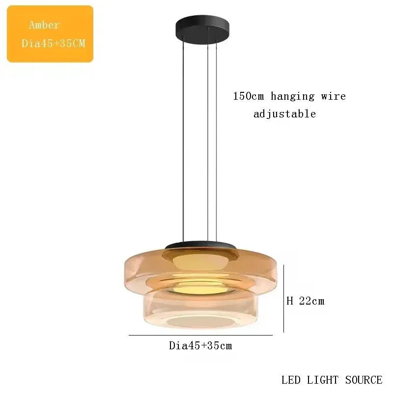 Verthara Premium Adjustable LED Glass Pendant Light for Kitchen Island – Modern Pendant Lighting with Energy Efficient Illumination amber 35cm 45cm / Cold White