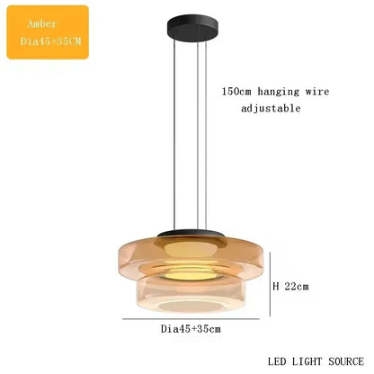 Verthara Premium Adjustable LED Glass Pendant Light for Kitchen Island – Modern Pendant Lighting with Energy Efficient Illumination amber 35cm 45cm / Cold White