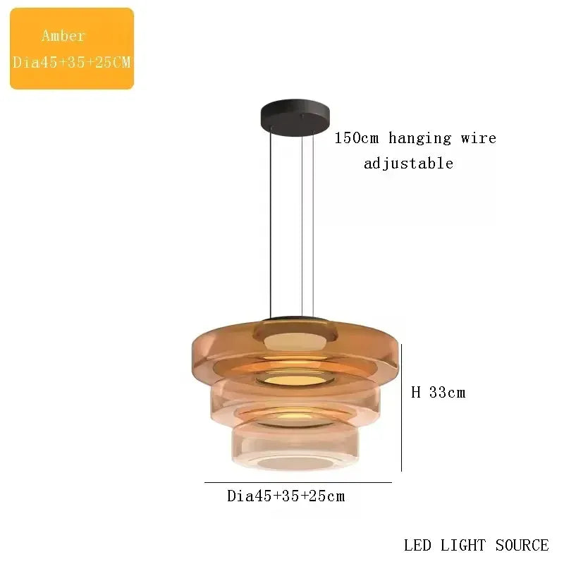 Verthara Premium Adjustable LED Glass Pendant Light for Kitchen Island – Modern Pendant Lighting with Energy Efficient Illumination amber 25cm 35cm 45cm / neutral lighting