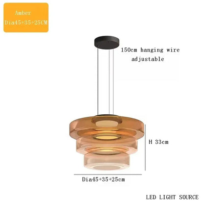 Verthara Premium Adjustable LED Glass Pendant Light for Kitchen Island – Modern Pendant Lighting with Energy Efficient Illumination amber 25cm 35cm 45cm / neutral lighting