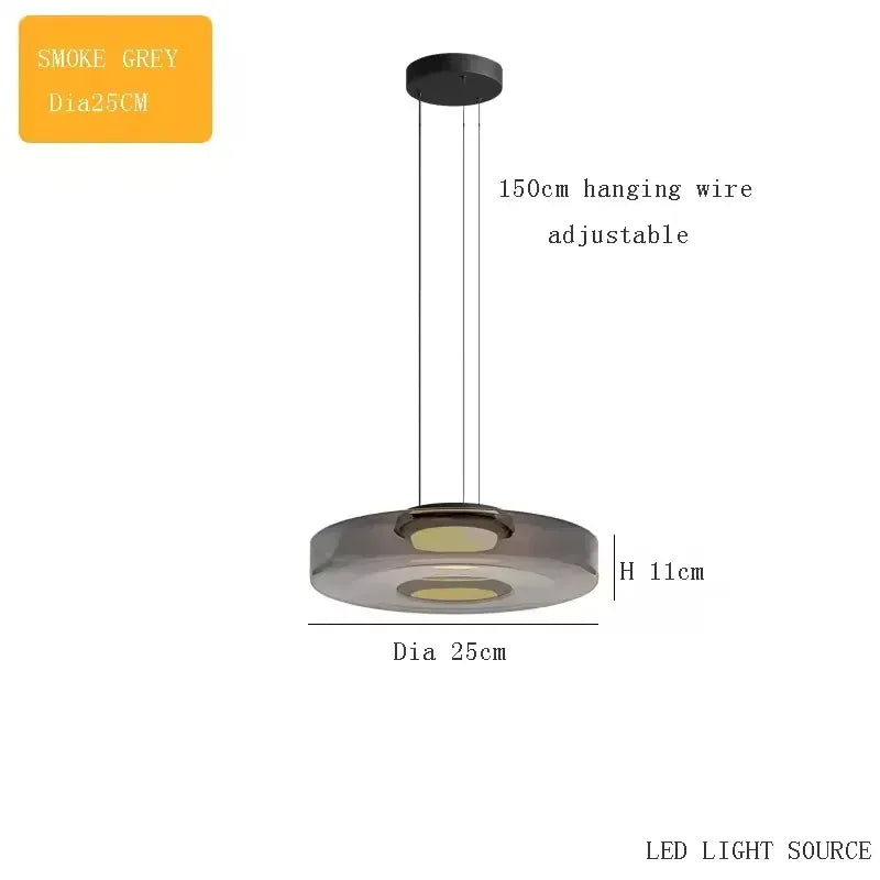 Verthara Premium Adjustable LED Glass Pendant Light for Kitchen Island – Modern Pendant Lighting with Energy Efficient Illumination smoke grey 25cm / neutral lighting
