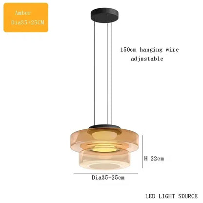 Verthara Premium Adjustable LED Glass Pendant Light for Kitchen Island – Modern Pendant Lighting with Energy Efficient Illumination amber 25cm 35cm / Cold White