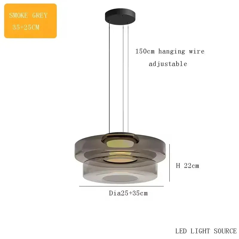 Verthara Premium Adjustable LED Glass Pendant Light for Kitchen Island – Modern Pendant Lighting with Energy Efficient Illumination smoke grey 25cm 35cm / neutral lighting