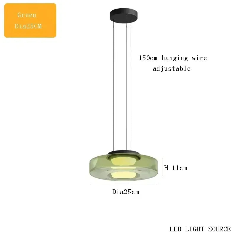 Verthara Premium Adjustable LED Glass Pendant Light for Kitchen Island – Modern Pendant Lighting with Energy Efficient Illumination green 25cm / neutral lighting