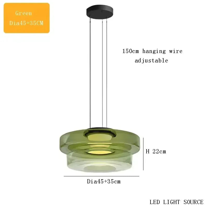 Verthara Premium Adjustable LED Glass Pendant Light for Kitchen Island – Modern Pendant Lighting with Energy Efficient Illumination green 35cm 45cm / Cold White