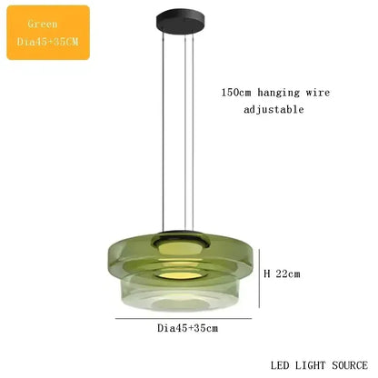 Verthara Premium Adjustable LED Glass Pendant Light for Kitchen Island – Modern Pendant Lighting with Energy Efficient Illumination green 35cm 45cm / Cold White