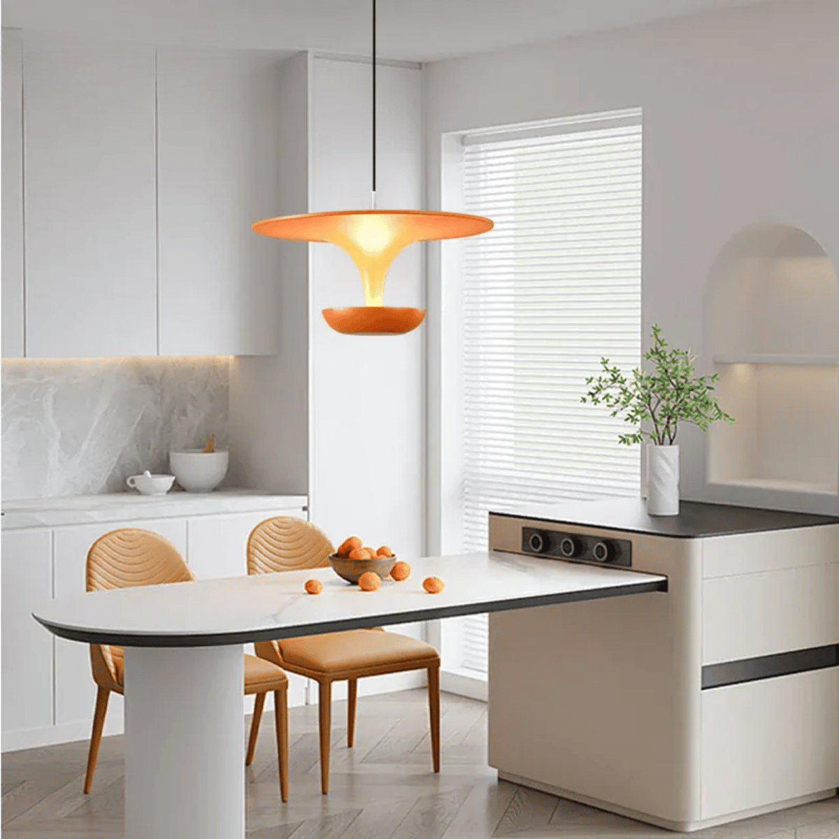 Verthara Premium Adjustable LED Pendant Light - Ceiling Mount - Minimalist - Artistic Design - 24cm - Ideal For Kitchen Island - Indoor Use Orange / changeable