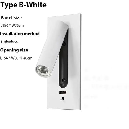 Verthara Premium Adjustable LED Wall Light With USB Charging – 350° Rotation - Aluminium Alloy - Indoor Use - Warm/Neutral Tones Cool White(5500-7000K) / Type B White