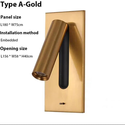 Verthara Premium Adjustable LED Wall Light With USB Charging – 350° Rotation - Aluminium Alloy - Indoor Use - Warm/Neutral Tones Cool White(5500-7000K) / Type A Gold