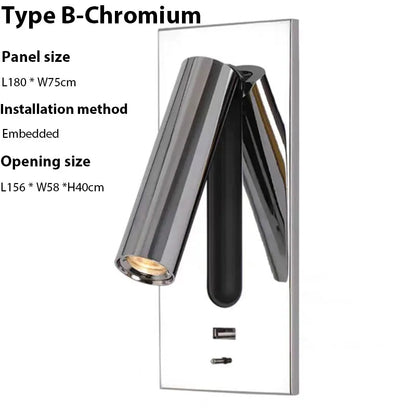 Verthara Premium Adjustable LED Wall Light With USB Charging – 350° Rotation - Aluminium Alloy - Indoor Use - Warm/Neutral Tones Cool White(5500-7000K) / Type B Nickel