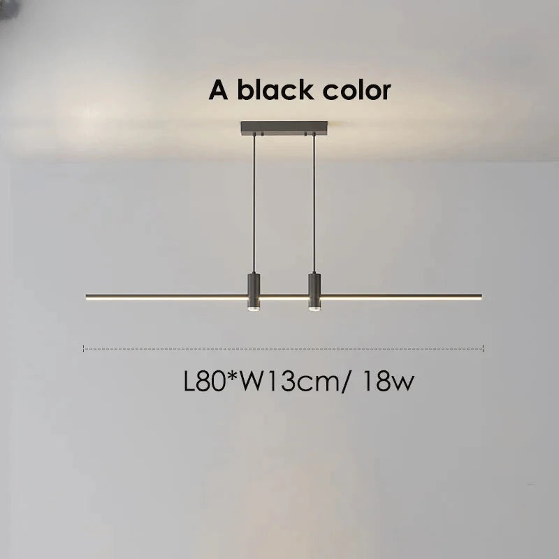 Verthara Premium Adjustable Linear Pendant Chandelier A black 80cm