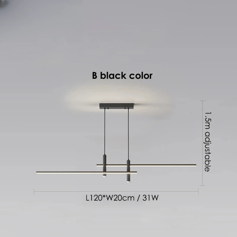 Verthara Premium Adjustable Linear Pendant Chandelier B black 120cm