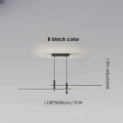 Verthara Premium Adjustable Linear Pendant Chandelier B black 120cm