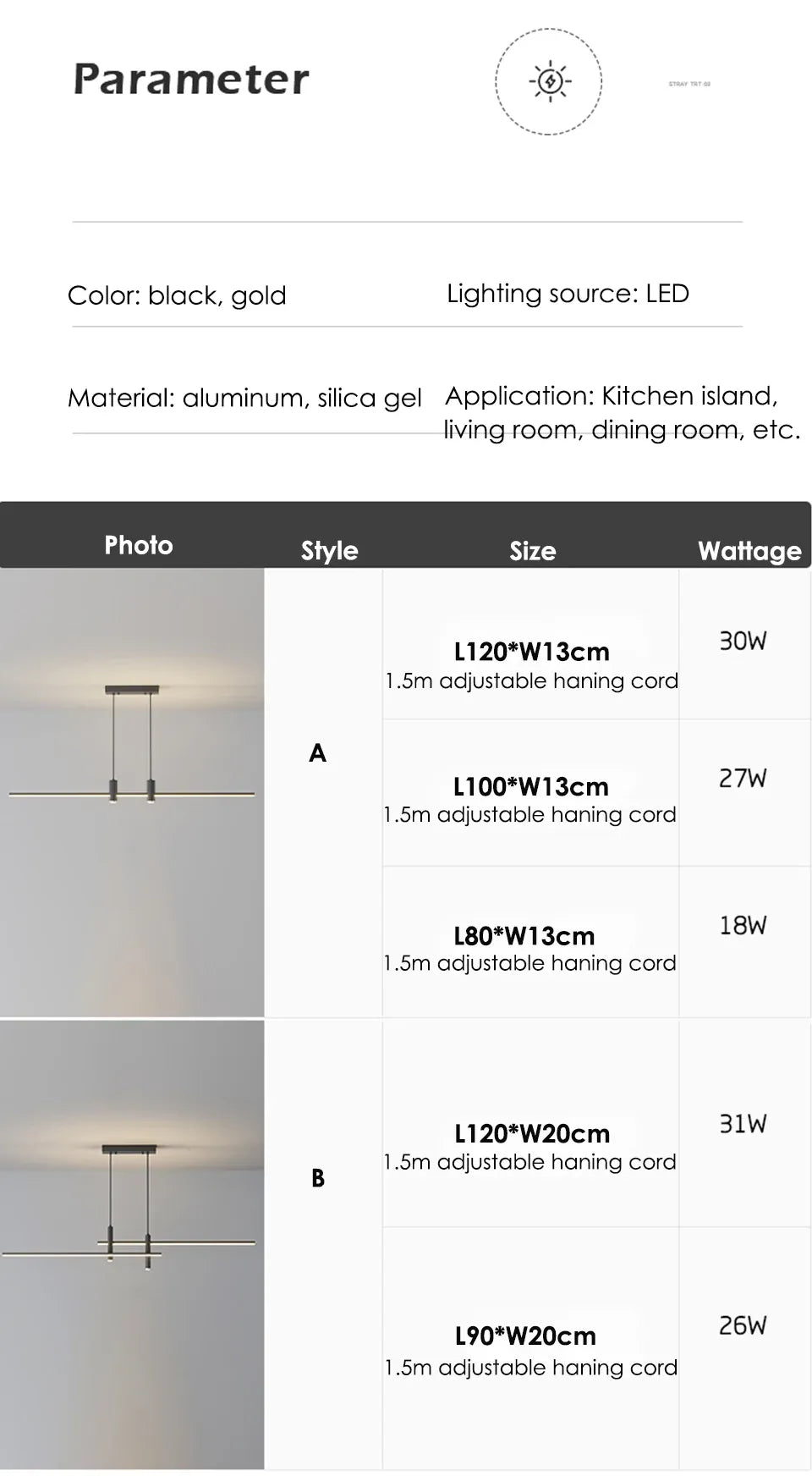 Verthara Premium Adjustable Linear Pendant Chandelier