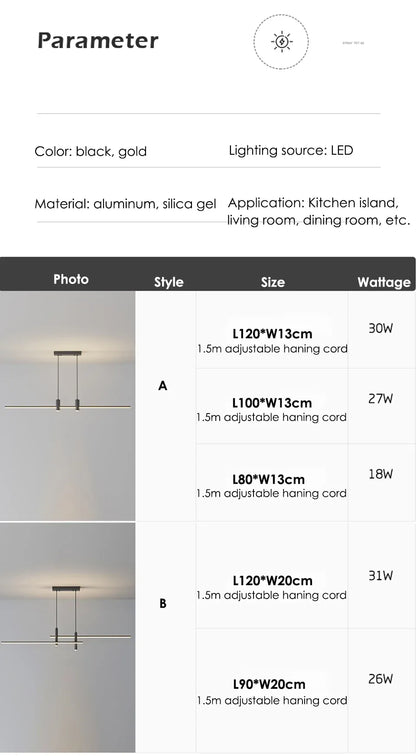 Verthara Premium Adjustable Linear Pendant Chandelier